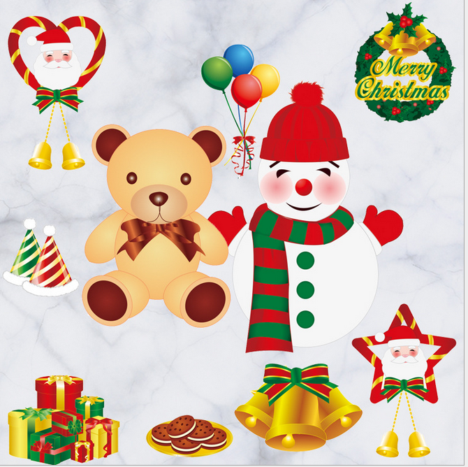 Decal người tuyết Noel và gấu bông